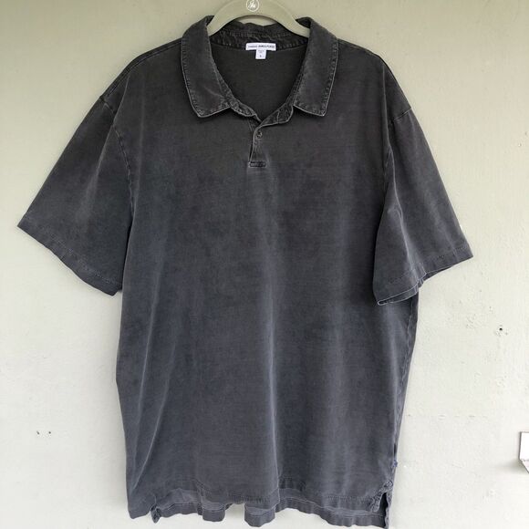 Standard James Perse Polo Shirt Men 5|2XL Gray Supima Cotton Minimalist Preppy - Picture 1 of 11
